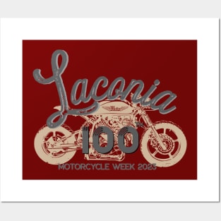 100th Anniversary Laconia Motorcycle Week New Hampshire - grey font Posters and Art